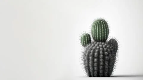 Minimal cactus on white background with copy space. Graphic design illustrati Stock Illustration