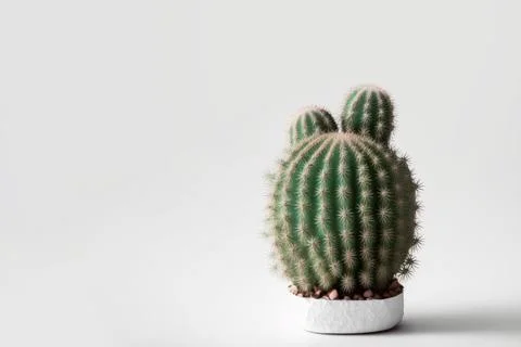Minimal cactus on white background with copy space. Graphic design illustrati Stock Illustration