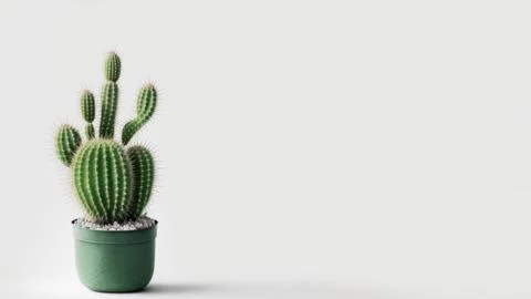 Minimal cactus on white background with copy space. Graphic design illustrati Stock Illustration
