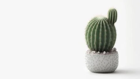 Minimal cactus on white background with copy space. Graphic design illustrati Stock Illustration