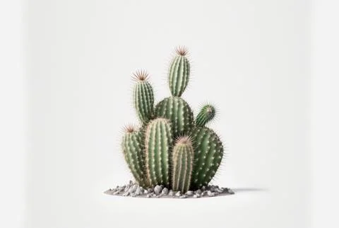 Minimal cactus on white background with copy space. Graphic design illustrati Stock Illustration
