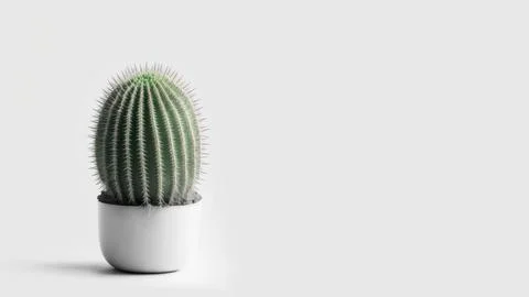 Minimal cactus on white background with copy space. Graphic design illustrati Stock Illustration