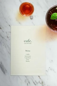 Minimal cafe menu on a table Stock Photos