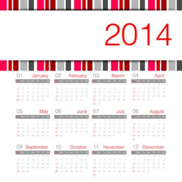 Minimal calender 2014 vector Stock Illustration