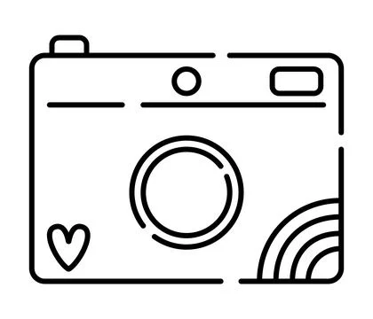 Minimal camera, line black vector illustration Stock Illustration