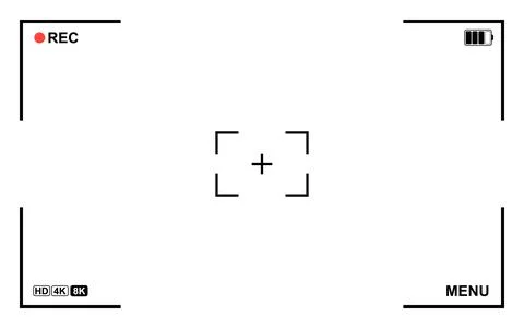 Minimal camera viewfinder interface with recording indicators, focus marks,.. Stock Illustration