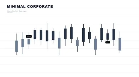 Minimal Candlestick Chart with Horizontal Market Consolidation Stock-Illustration