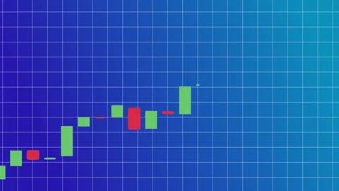 Minimal Candlestick Chart Loop - Blue Finance Background Stock Footage 307176032