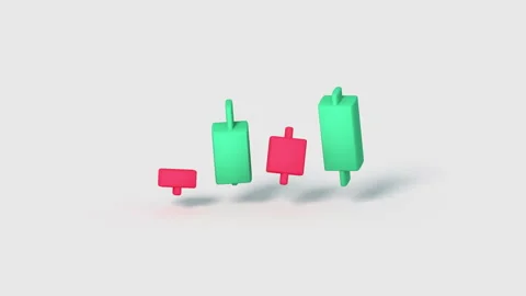 Minimal cartoony candlestick chart 3D render animation Stock Footage 218340098
