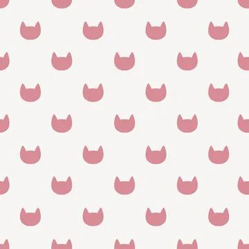 Minimal cat heads seamless pattern background Illustrazione stock