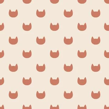 Minimal cat heads seamless pattern background Stock Illustration