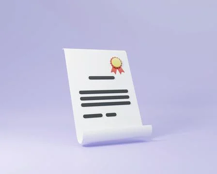 Minimal certificate or testimonial 3D render illustration Stock Illustration