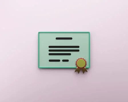 Minimal certificate or testimonial 3D render illustration Stock Illustration