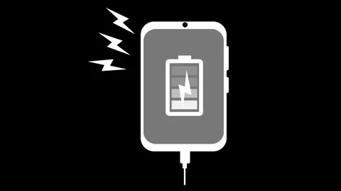 Minimal charging smartphone icon battery symbol and lightning bolts animation Stock Footage 335101958