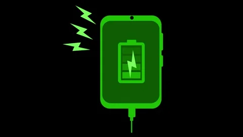 Minimal charging smartphone icon battery symbol and lightning bolts animation Stock Footage 335101972
