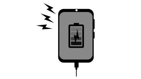 Minimal charging smartphone icon battery symbol and lightning bolts animation Stock Footage 335101978