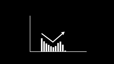 Minimal chart icon showing falling bars with an upward arrow animation Stock-Footage 337178334