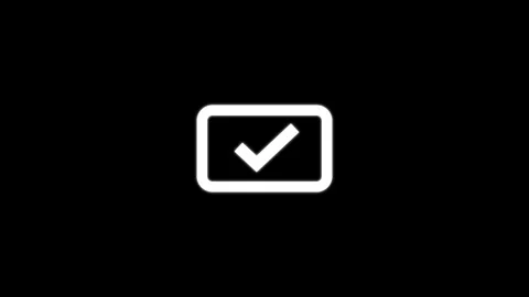 Minimal Check Mark Inside Rectangle Frame Icon Stock Footage 332526299