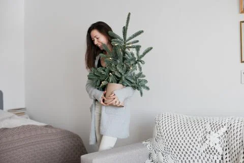 Minimal christmas decorating Stock Photos