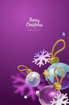 Minimal Christmas layout featuring gold ornaments, stars and snowflakes, ideal Stock Illustration