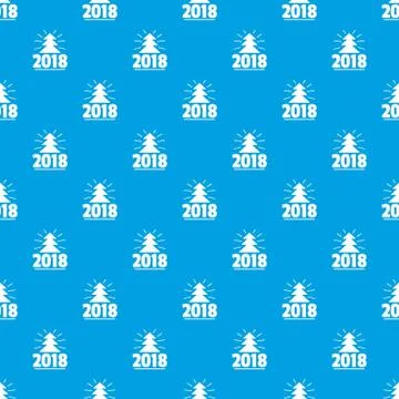 Minimal christmas tree pattern vector seamless blue Stock Illustration