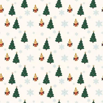 Minimal Christmas Tree Seamless Pattern Stock Illustration