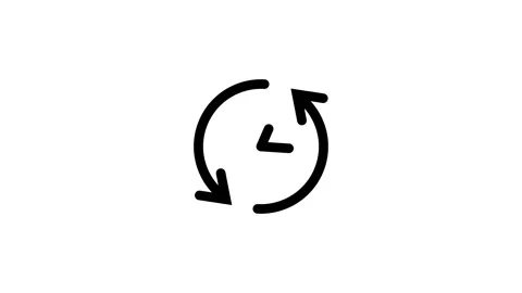 Minimal Circular Arrow Loop Rotation Symbol Design Stock Footage 332526346
