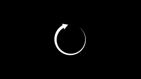 Minimal circular arrow refresh animation on a clean black background.Smooth.. 库存影片 340601306