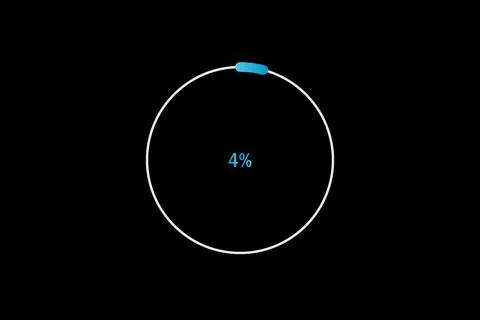 Minimal Circular Loading Progress Indicator Showing 4 Percent on Black Back.. Ilustración de archivo