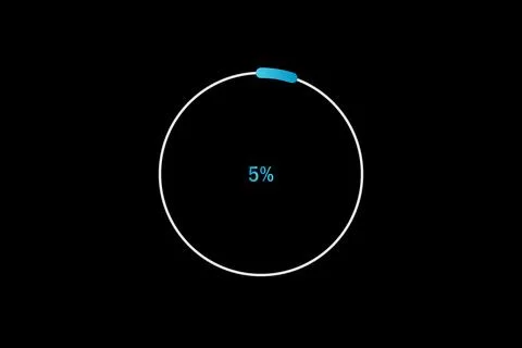 Minimal Circular Loading Progress Indicator Showing 5 Percent on Black Back.. 스톡 일러스트