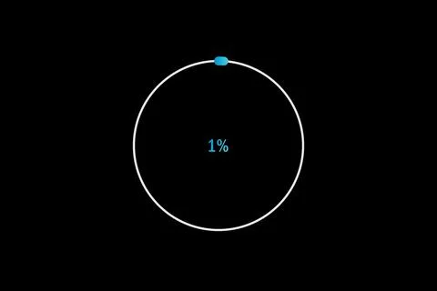 Minimal Circular Loading Progress Indicator Showing 1 Percent on Black Back.. Stock Illustration