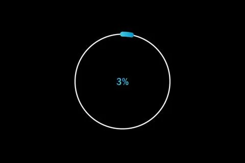 Minimal Circular Loading Progress Indicator Showing 3 Percent on Black Back.. イラスト素材