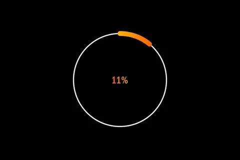 Minimal Circular Loading Progress Indicator Showing 11 Percent with Orange .. Illustrazione stock