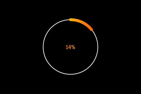 Minimal Circular Loading Progress Indicator Showing 14 Percent with Orange .. Stock Illustration