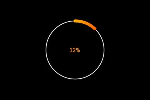 Minimal Circular Loading Progress Indicator Showing 12 Percent with Orange .. Illustrazione stock