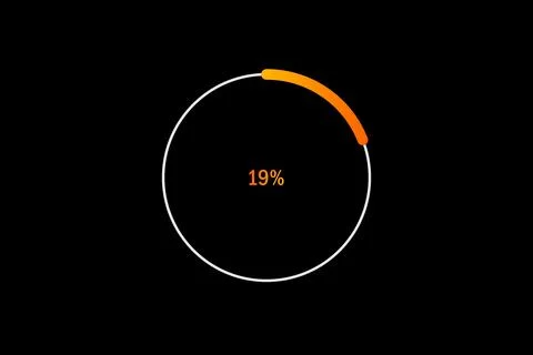 Minimal Circular Loading Progress Indicator Showing 19 Percent with Orange .. Illustrazione stock