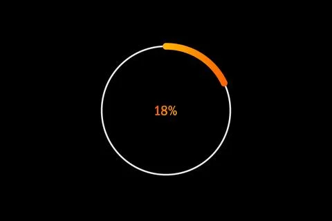 Minimal Circular Loading Progress Indicator Showing 18 Percent with Orange .. Illustrazione stock