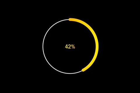 Minimal Circular Loading Progress Indicator Showing 42 Percent with Yellow .. Stock Illustration