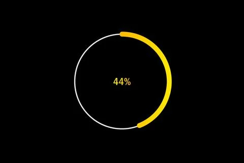 Minimal Circular Loading Progress Indicator Showing 44 Percent with Yellow .. Illustrazione stock
