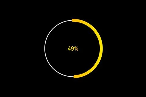 Minimal Circular Loading Progress Indicator Showing 49 Percent with Yellow .. Ilustración de archivo