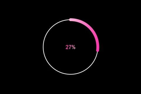 Minimal Circular Loading Progress Indicator Showing 27 Percent with Pink Ac.. Illustrazione stock
