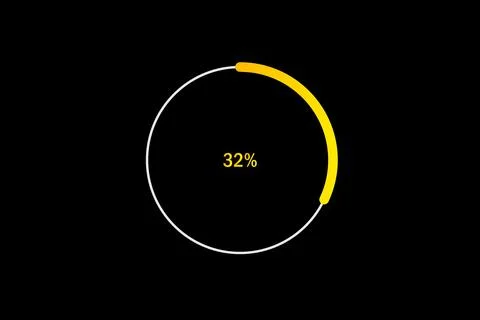 Minimal Circular Loading Progress Indicator Showing 32 Percent with Yellow .. Illustrazione stock