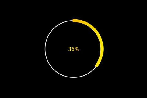 Minimal Circular Loading Progress Indicator Showing 35 Percent with Yellow .. Illustrazione stock