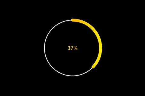 Minimal Circular Loading Progress Indicator Showing 37 Percent with Yellow .. Stock-Illustration
