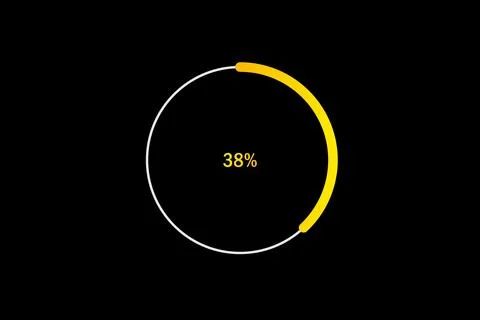 Minimal Circular Loading Progress Indicator Showing 38 Percent with Yellow .. Ilustração Stock