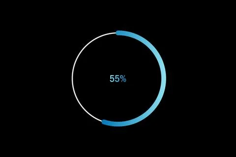 Minimal Circular Loading Progress Indicator Showing 55 Percent with Blue Ac.. Illustrazione stock