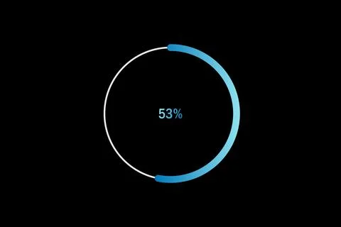 Minimal Circular Loading Progress Indicator Showing 53 Percent with Blue Ac.. Illustration