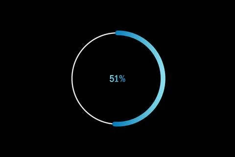 Minimal Circular Loading Progress Indicator Showing 51 Percent with Blue Ac.. Stock Illustration