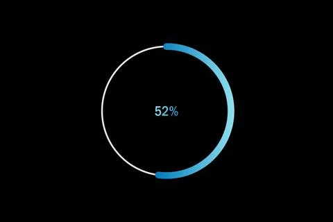Minimal Circular Loading Progress Indicator Showing 52 Percent with Blue Ac.. Stock Illustration