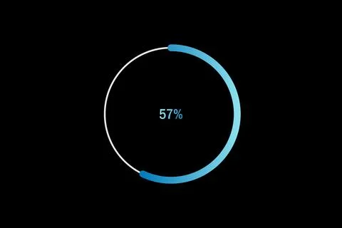 Minimal Circular Loading Progress Indicator Showing 57 Percent with Blue Ac.. Stock Illustration
